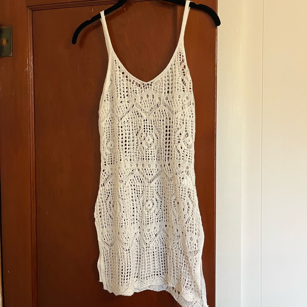Elegant White Crochet Swim Coverup